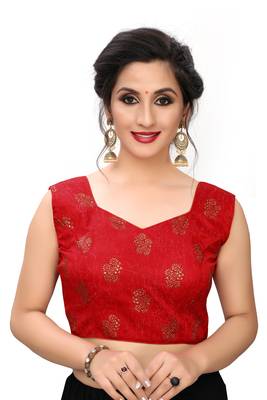 Red Women'S Printed Silk Blouse 1