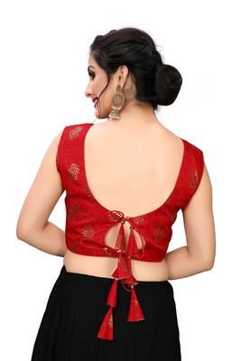 Red Women'S Printed Silk Blouse 2