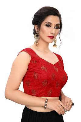 Red Women'S Printed Silk Blouse 3
