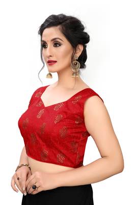 Red Women'S Printed Silk Blouse 4