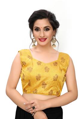 Yellow Women'S Printed Silk Blouse 1