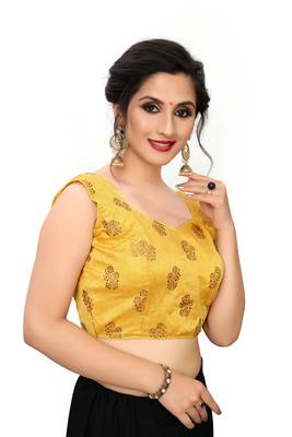 Yellow Women'S Printed Silk Blouse 3