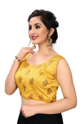 Yellow Women'S Printed Silk Blouse 4