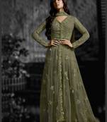 Green embroidered net salwar