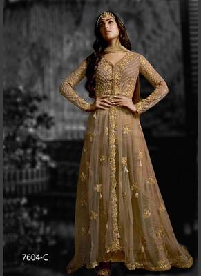 Brown embroidered net salwar 1