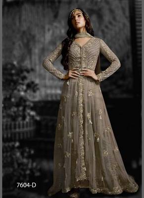 Grey embroidered net salwar 1