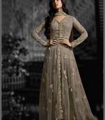 Grey embroidered net salwar
