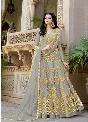 Grey embroidered net salwar 1