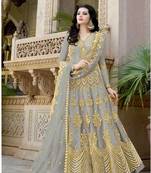 Grey embroidered net salwar