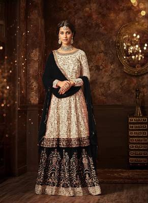 White embroidered georgette salwar 1