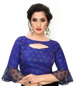 Blue Women'S Printed Silk Blouse