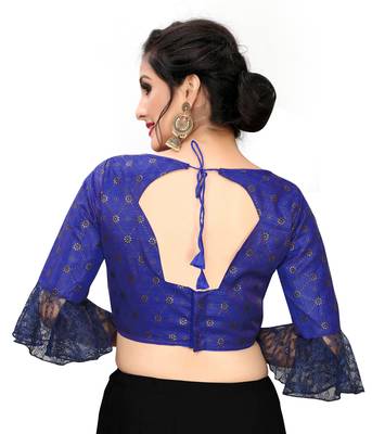 Blue Women'S Printed Silk Blouse 2