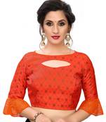 Orange Women'S Printed Silk Blouse