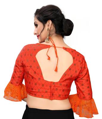 Orange Women'S Printed Silk Blouse 2