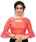 Peach Women'S Printed Silk Blouse