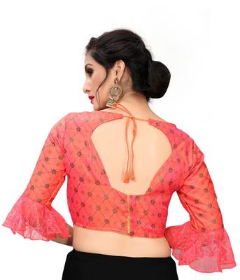 Peach Women'S Printed Silk Blouse 2