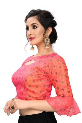 Peach Women'S Printed Silk Blouse 4