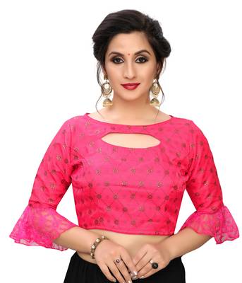 Pink Women'S Printed Silk Blouse 1