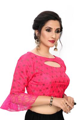 Pink Women'S Printed Silk Blouse 3