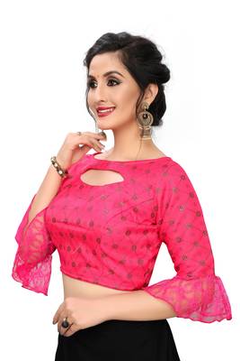 Pink Women'S Printed Silk Blouse 4