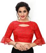 Red Women'S Printed Silk Blouse