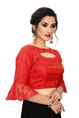 Red Women'S Printed Silk Blouse 3