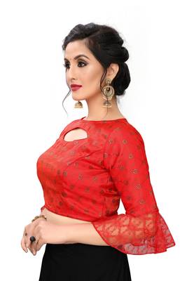 Red Women'S Printed Silk Blouse 4