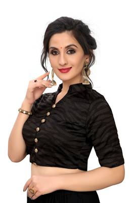 Black Women'S Printed Silk Blouse 4
