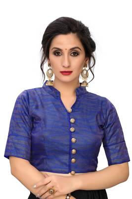 Blue Women'S Printed Silk Blouse 1