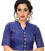 Blue Women'S Printed Silk Blouse