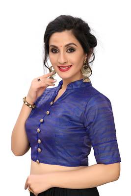 Blue Women'S Printed Silk Blouse 4