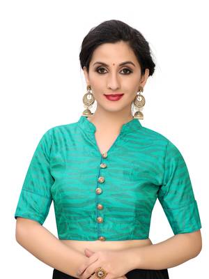 Green Women'S Printed Silk Blouse 1