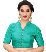 Green Women'S Printed Silk Blouse