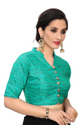 Green Women'S Printed Silk Blouse 3