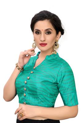 Green Women'S Printed Silk Blouse 4