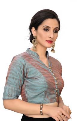 Grey Women'S Printed Silk Blouse 3