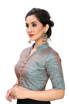Grey Women'S Printed Silk Blouse 1