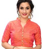 Peach Women'S Printed Silk Blouse