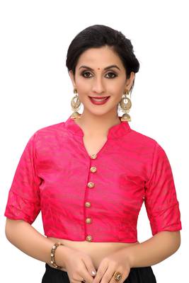 Pink Women'S Printed Silk Blouse 1