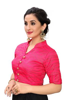 Pink Women'S Printed Silk Blouse 4