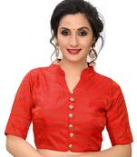 Red Women'S Printed Silk Blouse