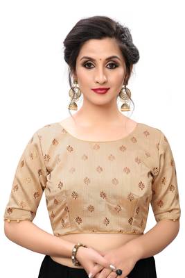 Beige Women'S Printed Silk Blouse 1