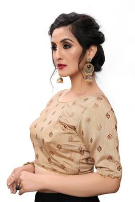 Beige Women'S Printed Silk Blouse 4
