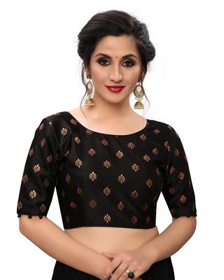 Black Women'S Printed Silk Blouse 1