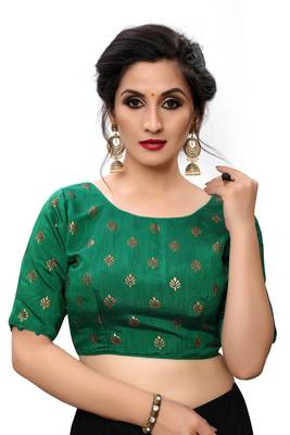 Green Women'S Printed Silk Blouse 1