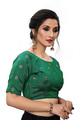 Green Women'S Printed Silk Blouse 3