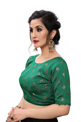 Green Women'S Printed Silk Blouse 4