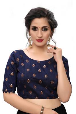Blue Women'S Printed Silk Blouse 1