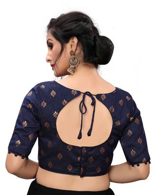 Blue Women'S Printed Silk Blouse 2