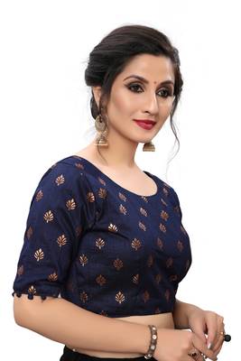 Blue Women'S Printed Silk Blouse 3